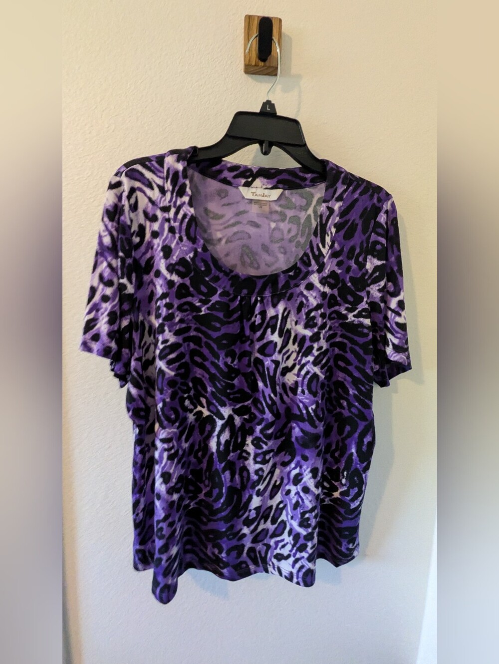 Purple Leopard Print Scoop Neck Top Size L Mobwife Aesthetic